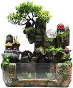 Tabletop Rockery Fountain Indoor Waterfall Bonsai Desktop Mini Rockery Water Fountain with Automatic Pump and LED Light Home Office Bedroom Humidifier Desk Decorate by EDUJUAN