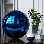 1 Pcs Garden Sphere Mirror Gazing Ball, Stainless Steel Polished Reflective Smooth Hollow Globe Ball, Shiny Decorations Addition to Garden Patio Yard Home, Blue(Size:7.08 in/18 cm) - Image 2