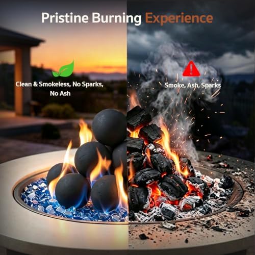 Gaspro Ceramic Fire Balls, 4-Inch Set of 12 Black Fireplace Balls - Image 3