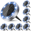 Peasur Mini Solar Ground Lights Outdoor, 8 Pack Flat Solar Powered Disc Lights, IP68 Waterproof, Anti-Rust, Landscape Lighting for Pathway Garden Yard Lawn Walkway Landscape Driveway, Blue by Peasur