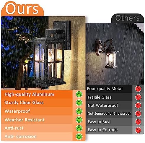BesLowe 2-Pack Outdoor Wall Light Fixtures, Exterior Porch Lights, Black - Image 2