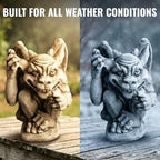 OLOMA Whimsical Smiling Concrete Gargoyle Garden Statue Handcrafted Gothic Outdoor Fantasy Sculpture Yard Patio Porch Landscaping Decor Weather Proof Accent Decor - Image 5