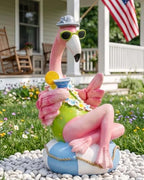 Pink Resin Flamingo Statue 12.2 Inch Tiki Figurine for Garden Patio by EuirostWelcometovisit