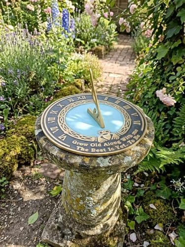 Brass Garden Sundial 10 Inch Engraved Grow Old with Me Outdoor Garden Home Decor Gift - Image 4