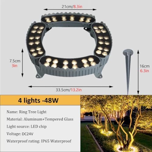 Low Voltage 24V 360° Tree Ring Light Outdoor, Adjustable Trunk Uplight - Image 2