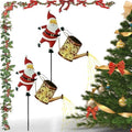 Christmas Solar Kettle Lights Garden Lawn Decorative Lights, Waterproof Hanging Christmas Santa Solar Kettle Light, Watering Can with Cascading Lamp, Stake for Garden Decor (Warm Light, 2 Pcs) by Unknown