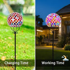 VCUTEKA Decorative Solar Garden Lights, 6" Mosaic Globe Outdoor Stake - Image 2