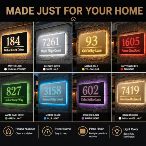 Custom LED House Numbers, Personalized Backlit Address Sign for Outside - Image 6