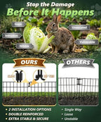 HIHADUUM 20Ft(L) X 13Inch(H) Animal Barrier Fence - 14 Pack Garden Fence Panels, Metal Garden Edging Fence Border No Dig Fencing for Dog Rabbits Ground Stakes Defense and Outdoor Patio Fence Extension - Image 5