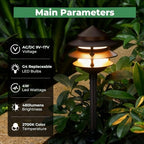 Gardencoin Pagoda Low Voltage Landscape Pathway Lights, 12V Outdoor LED Path Lights Wired, Aluminum Walkway Lighting with 4W 2700K Replaceable G4 Bulb, Bronze Classic 3-Tier Lantern, 6 Pack - Image 2