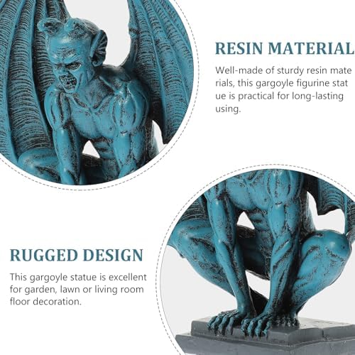 Gothic Gargoyle Garden Statue Decor, Resin Ornament for Halloween Season - Image 3