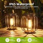 Solar Hanging Lanterns Outdoor Waterproof: 4 Pack Metal Solar-Powered Lights with Hook, Bright Warm Lantern Decor for Outside, Classic Outdoor Lighting for Yard Garden Patio Porch Balcony Decorations - Image 4