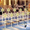10 Pcs Christmas Snowflake Pathway Stake Lights for Outdoor Yard, 370 Bright LEDs Waterproof Large Christmas Snowflake Light Decoration for Garden Lawn Driveway Walkway Decor (Warm White) by ElectricWise