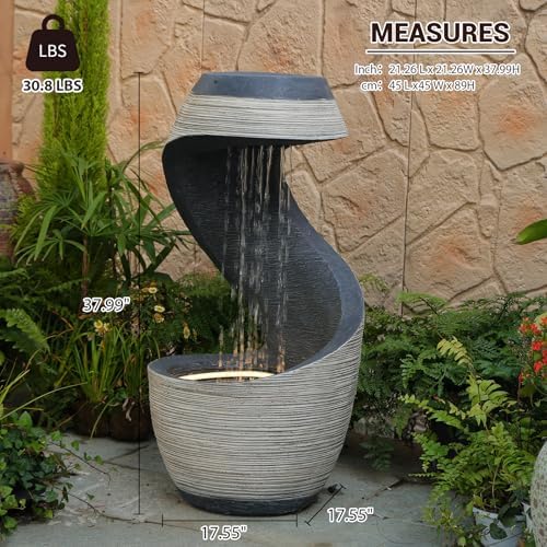 Sunlinua 37" Large S-Shaped Outdoor Water Fountain with Flat Top - Image 2