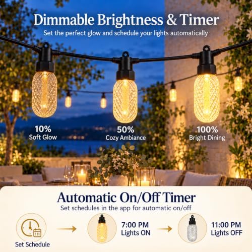Outdoor String Lights, Waterproof RGBW Color Changing Patio Lights, 50FT - Image 4