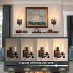 Vintage Battery Operated Wall Sconces Set of 2, Rustic Wall Lights - Image 2