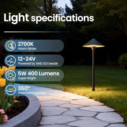 ZZXX All-in-One Low Voltage Landscape Lighting Kit, 5W Outdoor Lights 2700K - Image 4
