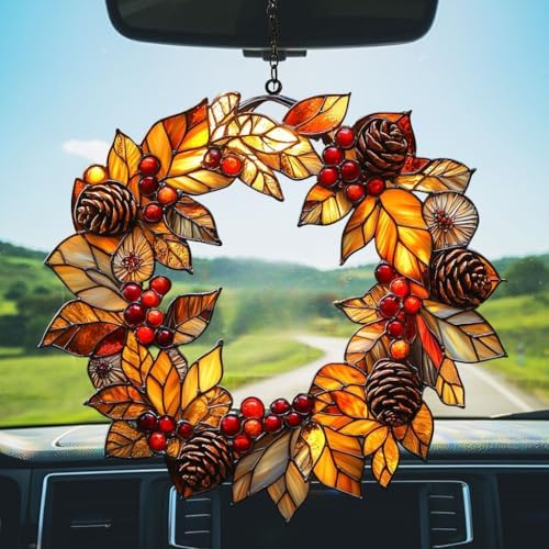 Autumn Floral Wreath Acrylic Suncatcher - Image 5