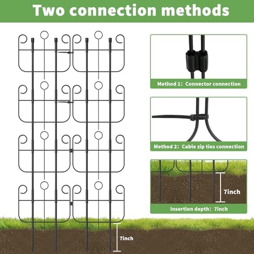 8 Pack Trellis for Climbing Plants Indoor, Expandable Heavy-Duty Metal Trellis for Potted Plants Outdoor, Flowers Vine Ivy, Sturdy Houseplant Pothos Plant Climber Support - Image 6
