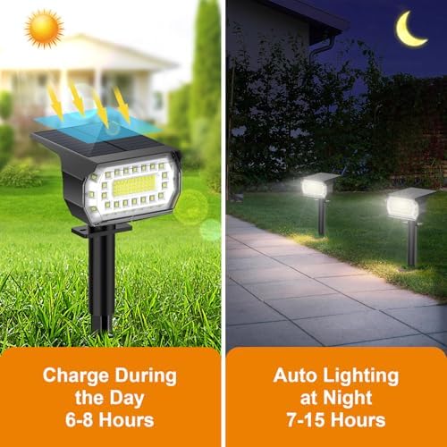 LANSOW Solar Spot Lights Outdoor IP67 Waterproof, 4 Pack/76 LED, Cool White - Image 3