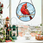 A Cardinal in The Tree Stained Glass Window Hanging Suncatcher Gifts 12" - Image 5