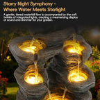 7-Tier Cascading Outdoor Fountain with LED Lights, 23.6" H Rock Water Fountain, Fountains and Waterfalls with Stone-Look for Garden, Patio, Yard Decor - Image 3