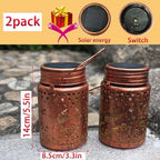 Solar Mason Lanterns, Hummingbird Garden Outdoor Decor LED Light Hanging Waterproof Metal Lanterns for Patio, Pathway, Yard (Hummingbird 2pack) - Image 3