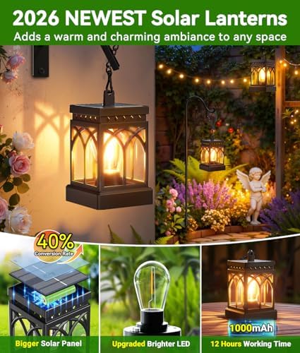 KOOPER 6 Pack Solar Lanterns Outdoor Waterproof, Brighter Hanging Solar Lantern Lights for Outside, Auto ON/Off Lanterns Decorative Outdoor for Garden Table Yard Path Tree Patio Lawn Decor, Gifts - Image 5
