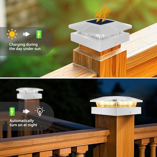 Peasur 16 Packs 4x4 White Solar Post Cap Lights Outdoor with 3 Modes - Image 6