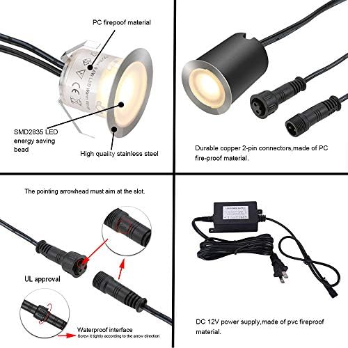 SMY Lighting Recessed LED Deck Light Kits with Black Protecting Shell φ32mm, Outdoor Landscape Lighting IP67 Waterproof,12V Low Voltage for Garden,Yard Steps,Stair,Patio,Floor,Kitchen Decoration - Image 6