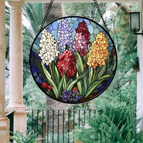 Hyacinth Stained Glass Window Hanging Suncatcher Gift for Women 9.8" - Image 2