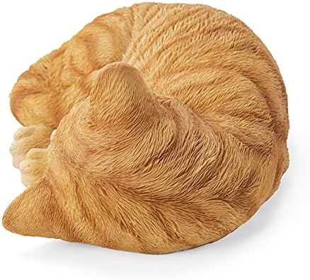 Sleeping Orange Tabby Cat Garden Statue Decor 8.27”L, Resin Realistic Sculptures Gift for Cats Lovers, Pet Memorial Stones for Loss of Pet, Kitty Figurine Art Decoration for Indoor Outdoor Home - Image 3