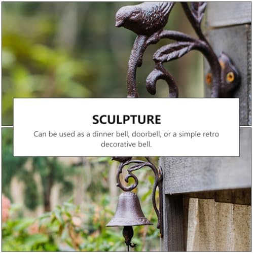 VICASKY Rustic Style Cast Iron Bell Flower and Bird Design, Solid Iron Structure, Easy to Install, for Front Porch or Indoor Use a Vintage European Style Door Ornament - Image 7