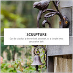 VICASKY Rustic Style Cast Iron Bell Flower and Bird Design, Solid Iron Structure, Easy to Install, for Front Porch or Indoor Use a Vintage European Style Door Ornament - Image 7