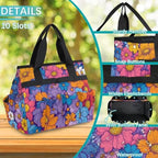 Garden Tool Bag Organizer Garden Tote Bag with Pockets Rainbow Flowers Tool Storage Organizer Gardening Tool Kit Holder 13" x 6.8" x 2.8" - Image 5