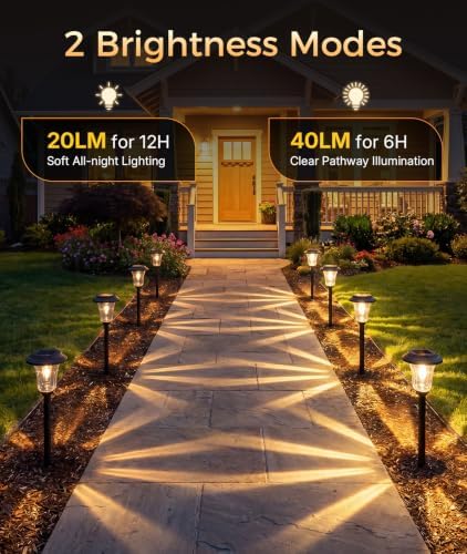 XMCOSY+ Solar Garden Lights 4 Pack, Metal Glass Solar Pathway Light Outdoor - Image 2