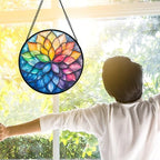 Colorful Flower Petals Stained Glass Window Hanging Suncatcher Gifts 12" - Image 4