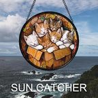 Sleeping Kittens Stained Glass Window Hanging Suncatcher Gifts 12" - Image 4