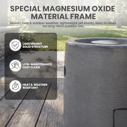 COSIEST Outdoor Propane Fire Pit, 11 inch Small Round Firepit Fire Column w Lava Rocks, Rain Cover for Outside Garden, CSA Certified, 40,000 BTU (Gray) - Image 5