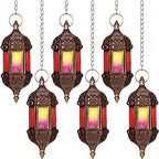 Retisee 6 Pcs Hanging Moroccan Lantern Hexagon Decorative Moroccan Candle Lantern Holders Hanging Candle Holder Indoor Outdoor for Patio Weddings Christmas Decoration by Retisee