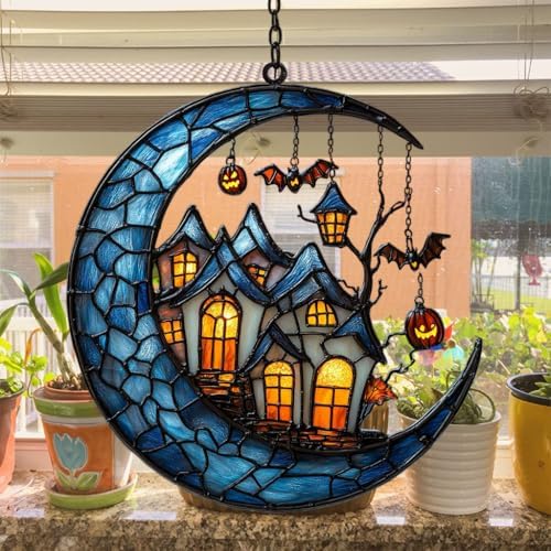 Cresent Moon Gothic Magic Castle Acrylic Suncatcher - Image 4