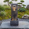 40" High Outdoor Water Fountain with 3 LED Lights, Cascading Waterfall Fountain with Whisper-Quiet Pump, Featuring Natural Stone Look for Garden, Patio, Yard, Grey by FACAAJ+SPO