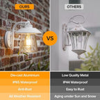 LUTEC 2 Pack Outdoor Indoor Wall Lantern, Farmhouse Barn Wall Sconce Lighting Fixture,Aluminum Anti-Rust Wall Mount Light, Waterproof Wall lamp with Clear Glass for Porch, Exterior, Patio-White - Image 4