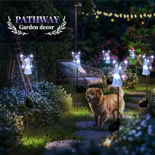 GIGALUMI 2 Pack Angel Solar Lights Outdoor Garden Decor Yard Art - Image 2