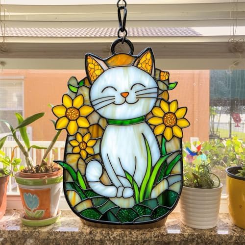 Cat and Flower Acrylic Suncatcher - Image 4
