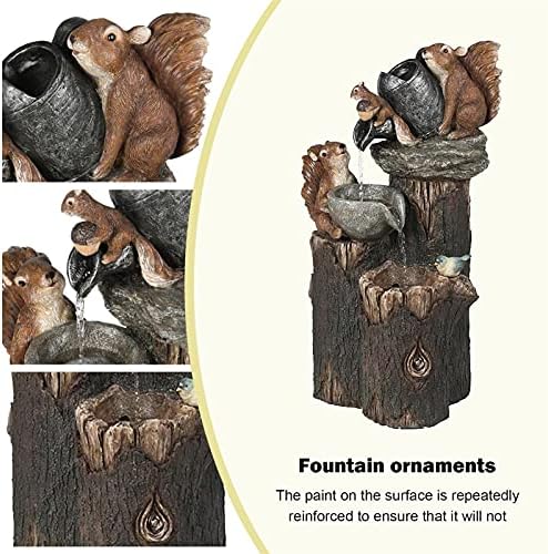 HIHELO Indoor Tabletop Waterfall Fountain Tabletop Fountain,Outdoor Garden Decor Water Fountain Resin Ornaments with LED Lights Animal Statue for Home Garden Decoration Meditation Fountain - Image 4