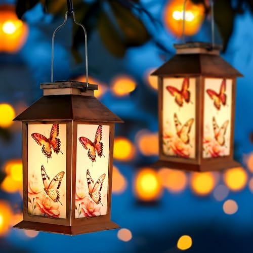 SHANGTIANFENG Butterfly Solar Lamp - Waterproof Hanging Solar Light for Outdoor Courtyard, Ideal Gift for Mom, Grandma, Sisters and Women on Christmas, Mother's Day and Thanksgiving - Image 2
