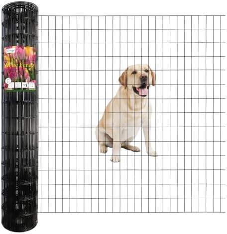 Black PVC Coated Welded Wire Fence 56" x 50' Roll, 2"x4" Mesh, 14 Gauge by FOREHOGARGARDEN%EF%BC%86HOME
