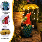 Solar Garden Gnome Statue with Umbrella LED String Lights, DIY Yard Decor - Image 2