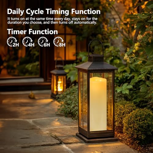 Kimjo 14" x 4" Large Outdoor Waterproof Candles with Timer Remote, 4 Pack - Image 3